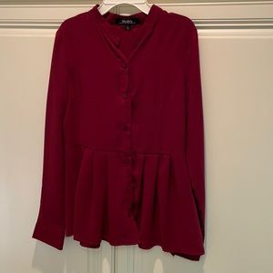 LuLus wine red peplum ruffled blouse